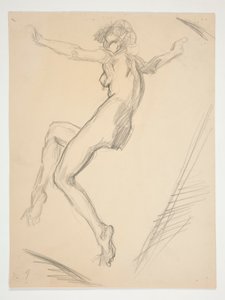 Studie for figur av 9 am for av Edwin Austin Abbey