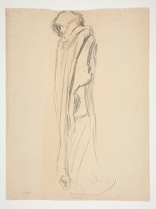 Studie for figur på 21:00 in av Edwin Austin Abbey