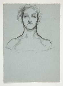 Studie for pastell (.2228): Portrett av en ung kvinne av Edwin Austin Abbey
