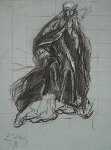 Studie for dronningen, fra The Play Scene, Hamlet, 3. akt, scene 2 av Edwin Austin Abbey