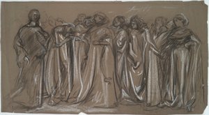 Studie for de fangede dydene, figurstudie for av Edwin Austin Abbey