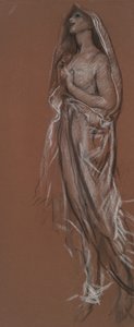 Studer for figuren 4 am(?) in av Edwin Austin Abbey