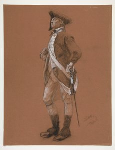 Studie for figuren til general Anthony Wayne, i av Edwin Austin Abbey