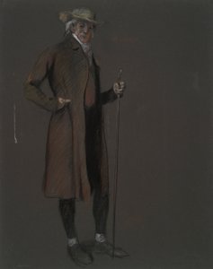 Study for the figure of John Bartram, in    1347872   no       norwegian Successfully Translated  Original: Saint Spyridon, Bishop of Trimythous with scenes from his life, Second Half of the 17th cen. Translat: Saint Spyridon, Bishop of Trimythous with sce av Edwin Austin Abbey