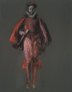 Studie for figuren til Sir Walter Raleigh, i av Edwin Austin Abbey