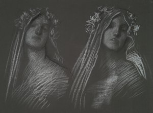 Studie for leder av Blanchefleur for av Edwin Austin Abbey