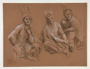 Studie av 3 indianere for av Edwin Austin Abbey