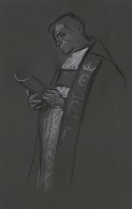 Studie av biskop for kroning av Edward VII av Edwin Austin Abbey