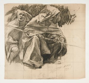 Studie av The Fisher King, fra The Quest of the Holy Grail (en serie på femten malerier for Boston Public Library, fullført i 1901) av Edwin Austin Abbey