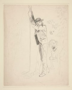 Studie av en mann som ringer en bjelle; doodles av EAA av Edwin Austin Abbey