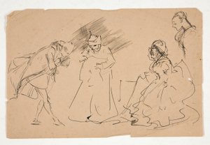 Studie av en scene fra det 18. århundre, muligens av Edwin Austin Abbey