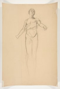 Studie av en allegorisk kvinneskikkelse for veggmaleri ved delstatsbygningen i Harrisburg, Pennsylvania, 1902-1911 (fullført av John Singer Sargent) av Edwin Austin Abbey