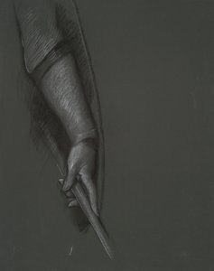 Studie av en arm som holder en kjepp og skjold av Edwin Austin Abbey