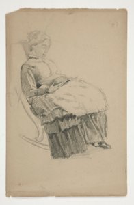 Studie av en eldre kvinne i gyngestol, lesing av Edwin Austin Abbey