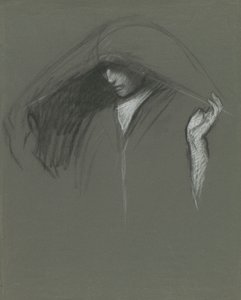 Studie av drapert hode av av Edwin Austin Abbey