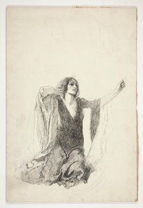 Studie av knelende kvinne, sannsynligvis en studie for Juliet i gravscenen, av Edwin Austin Abbey