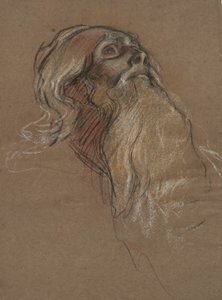 Studie av hodet til kong Amfortas, for av Edwin Austin Abbey