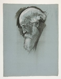 Studie av hodet til en gammel skjeggete mann, for kong Arthur av Edwin Austin Abbey