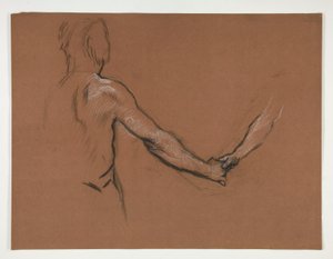 Studie av to figurer som håndhilser i av Edwin Austin Abbey