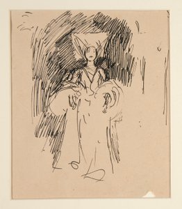 Studie av kvinne i middelalderdrakt for av Edwin Austin Abbey