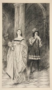 Sylvia og Valentine, fra akt II, Scene i, Two Gentlemen of Verona av Edwin Austin Abbey