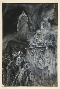 Banketten, illustrasjon til akt III, Scene iii, The Tempest av Edwin Austin Abbey