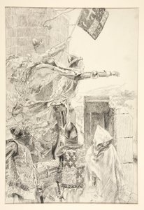 Kongen på veggen til Flint Castle; av Edwin Austin Abbey