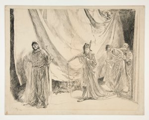 The Re-entrance of the Players, illustrasjon for Act V, Scene I, A Midsummer Night av Edwin Austin Abbey