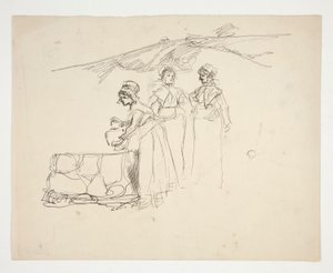 Tre kvinner ved en brønn - uidentifisert illustrasjon av Edwin Austin Abbey