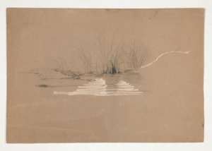 Trær på bredden av elven (?) av Edwin Austin Abbey
