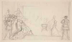 Rettssak mot dronning Catharine, studie av Edwin Austin Abbey