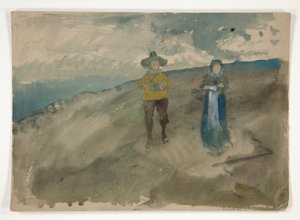 To figurer i et landskap (recto); Studie av mennesket av Edwin Austin Abbey