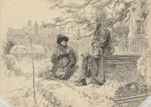To skikkelser i en kirkegård av Edwin Austin Abbey