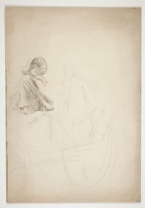 To figurer sittende på en vogn - (uidentifisert illustrasjon) av Edwin Austin Abbey