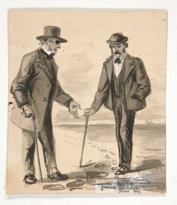 To menn som samtaler på kysten - uidentifisert illustrasjon av Edwin Austin Abbey