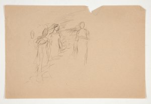 Uidentifisert illustrasjon - Studie av tre kvinnelige skikkelser av Edwin Austin Abbey