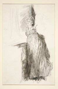 Kvinne ved vinduet - uidentifisert illustrasjon av Edwin Austin Abbey