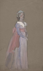 Kvinne i Empire-kjole - kostymestudie for La Tosca av Edwin Austin Abbey
