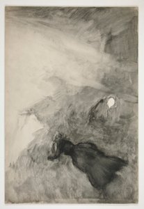 Kvinne leser, figur ser på - (uidentifisert illustrasjon) av Edwin Austin Abbey
