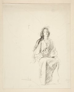 Kvinne sittende, skisse til et uidentifisert Shakespeare-skuespill av Edwin Austin Abbey