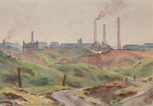 Black Country Scene (akvarell på papir)