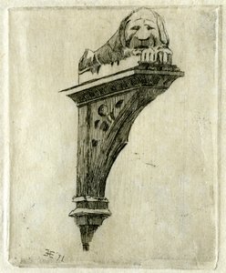 Tegn på Red Lion Inn, Glastonbury, Somerset, 1881.