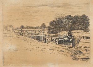 Whistler ved Moulsey [Molesey Lock], [1861].