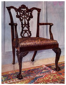 Lenestol i mahogni, stil fra Chippendale, 1911-1912.