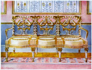 Hvit forgylt og malt sofa, Pergolesi-påvirkning 1911-1912. av Edwin Foley