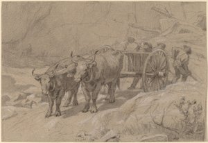Okser og dumpvogn