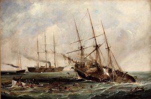 Ødeleggelse av den konfødererte dampbåten Alabama av US Ironclad Kearsarge, 19. juni 1864