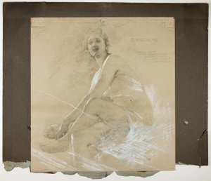 Terpsichore (recto) og Dancing Female Figure (verso), Mural Studies for Drawing Room Ceiling, Residence of Collis P. Huntington, nå Yale University Art Gallery av Edwin Howland Blashfield