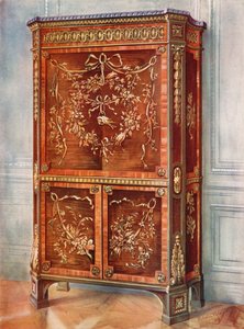 Innlagt Ormolu-montert oppreist sekretær for Sycamore, Tulip, Kingwood, Holly og andre skoger - naturlig og beiset