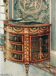 Innlagt Satinwood Commode--Ormolu-fester av Edwin John Foley